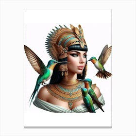 Egyptian Woman With Birds Canvas Print