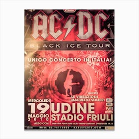 Ac Dc Black Ice Tour 2009 Seattle Tacoma Concert Poster Oz Heavy Metal Rock Canvas Print