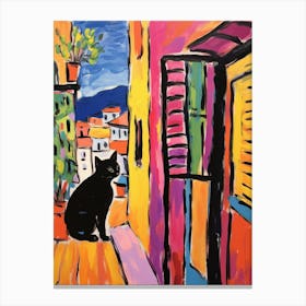 Painting Of A Cat In Spoleto Italy 3 Canvas Print