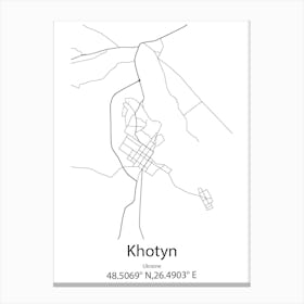 Khotyn,Ukraine Minimalist Map Canvas Print