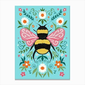 Busy Bee in Flower Garden Canvas Print