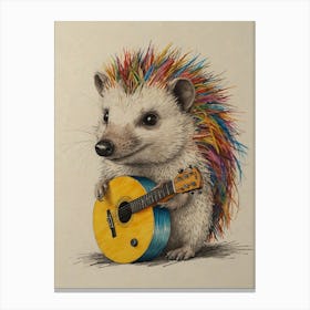 Hedgehog Playing Guitar 12 Canvas Print