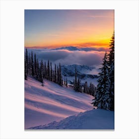 Alpe D'Huez, France Sunrise Skiing Poster Canvas Print
