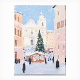 Christmas Market In Rome. Pastel Acrylic Canvas Print