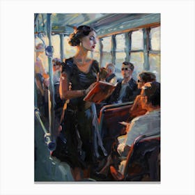 Woman On A Bus Canvas Print