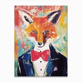 Fox In A Suit Painting Canvas Print