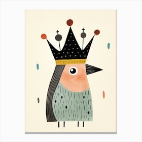 Little Raven 3 Wearing A Crown Canvas Print