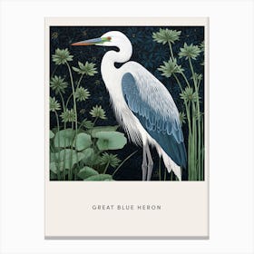 Ohara Koson Inspired Bird Painting Great Blue Heron 4 Poster Canvas Print