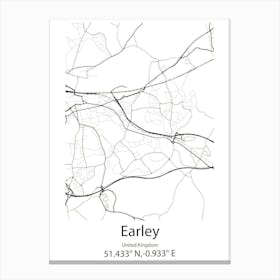 Earley,United Kingdom Minimalist Map Canvas Print