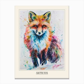 Arctic Fox Colourful Watercolour 3 Poster Canvas Print