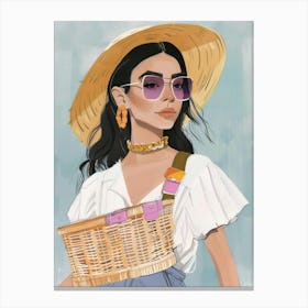 Girl With A Basket Canvas Print