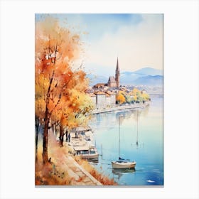 Geneva Switzerland In Autumn Fall, Watercolour 2 Canvas Print