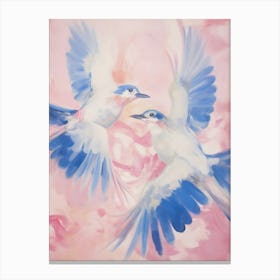 Pink Ethereal Bird Painting Blue Jay 3 Canvas Print