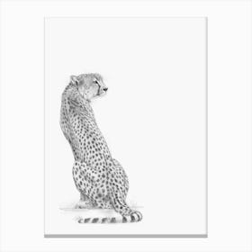 Cheetah Handrawn Black And White Canvas Print