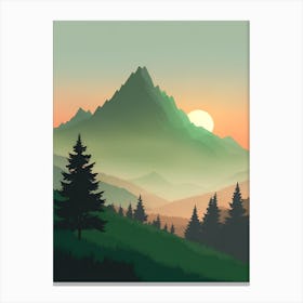 Misty Mountains Vertical Composition In Green Tone 183 Canvas Print