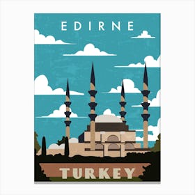 Edirne, Turkey — Retro travel minimalist poster Canvas Print