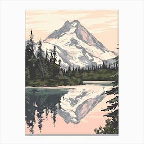 Mount Baker Usa Color Line Drawing (1) Canvas Print