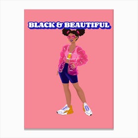 Black And Beautiful - A Trendy Woman Canvas Print