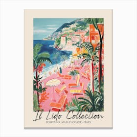 Positano, Amalfi Coast   Italy Il Lido Collection Beach Club Poster 1 Canvas Print