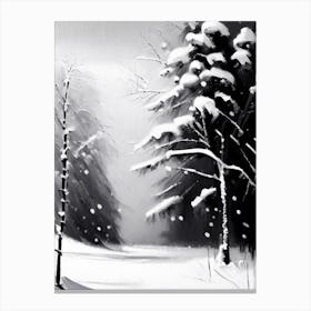 Winter Scenery,Snowflakes Black & White 1 Canvas Print