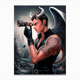 Devil With Horns Canvas Print