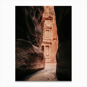 Glimp Of The Treasury Of Petra In Jordan Canvas Print