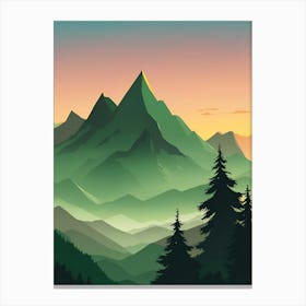Misty Mountains Vertical Composition In Green Tone 30 Canvas Print
