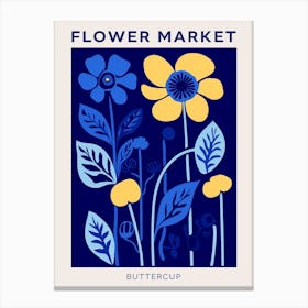 Blue Flower Market Poster Buttercup 3 Canvas Print