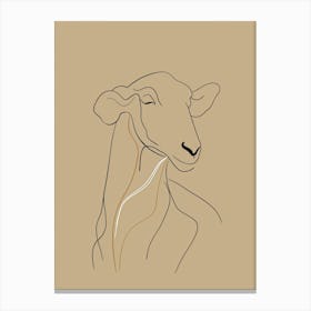 Sheep - Boho, Line Art 3 Canvas Print