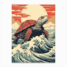 Turtle Animal Drawing In The Style Of Ukiyo E 1 Canvas Print
