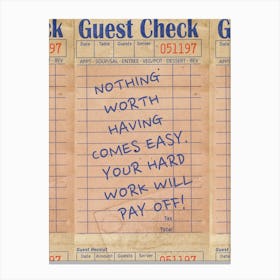 Guest Check 13 Canvas Print