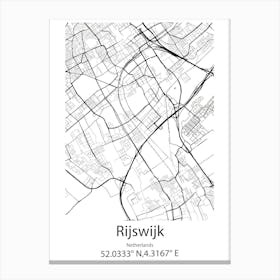 Rijswijk,Netherlands Minimalist Map Canvas Print