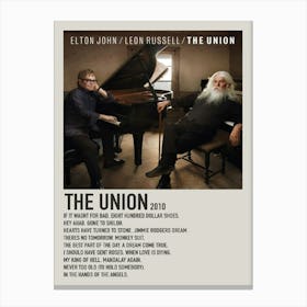 Elton John Leon Russell The Union 2010 Poster 3 Canvas Print