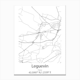 Leguevin,France Minimalist Map Canvas Print