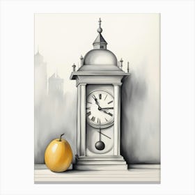 Clock And Apple 1 Canvas Print