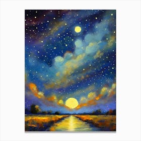 Moonlight Over A River Canvas Print