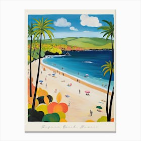 Poster Of Hapuna Beach, Hawaii, Matisse And Rousseau Style 4 Canvas Print