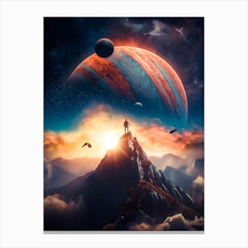 Space Jupiter Adventurer and Eagles Canvas Print