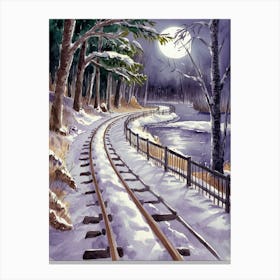 Train Tracks In Winter Canvas Print