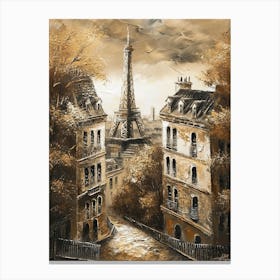 Kitsch Paris Cityscape Brushstroke 2 Canvas Print