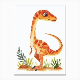 Cute Spotted Dinosaur Illustration Canvas Print