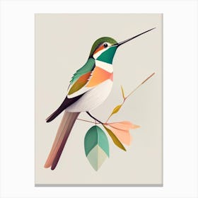White Eared Hummingbird Bold Graphic 1 Canvas Print