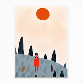 Mountains, Tiny People And Illustration 8 Canvas Print