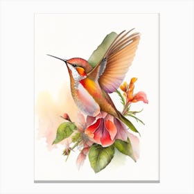 Rufous Hummingbird Cute Neon 2 Canvas Print