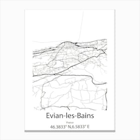 Evian Les Bains,France Minimalist Map Canvas Print