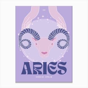 Purple Zodiac Aries Canvas Print