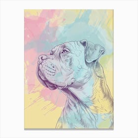 Cane Corso Dog Pastel Line Painting 1 Canvas Print