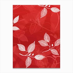 Red Leaves On A Red Background Canvas Print