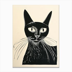 Balinese Cat Linocut Blockprint 4 Canvas Print