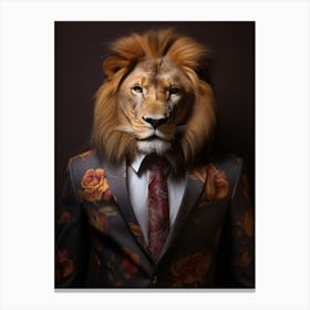 African Lion Wearing A Suit 4 Canvas Print
